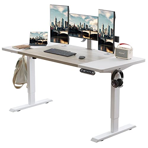 Radlove Electric Height Adjustable Standing Desk, 63x 30 Inches Stand Up Desk Workstation, Splice Board Home Office Computer Standing Table Ergonomic Radlove