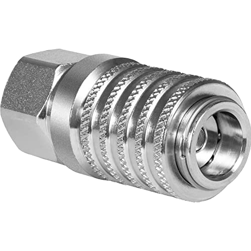 PD242 Series PD Steel Test Port Quick Coupler for Diagnostic Equipment Internal Pipe with Female Pipe Thread, 1/8" Body Size, 1/4"-18 NPTF Thread VISVIC