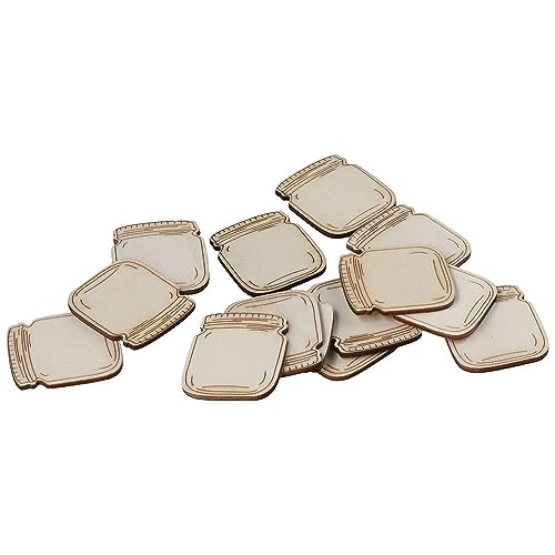 Uniquer 100Pcs Wooden Mason Jar Shape Cutouts Wooden Pieces Craft DIY,Log Color Home Decoration Art,Unfinished Wooden Crafts Uniquer
