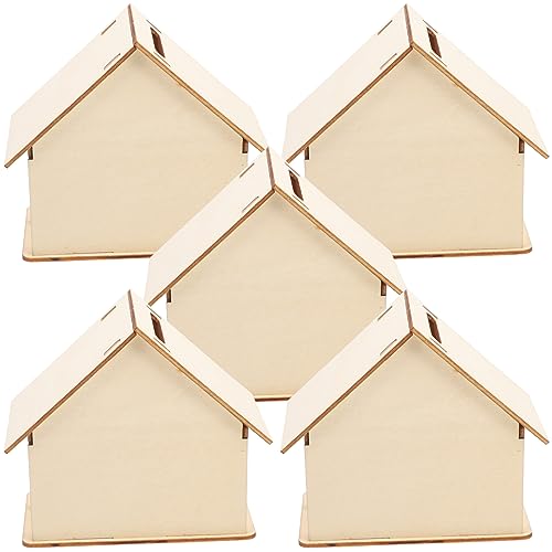 Kisangel 15 pcs Paintable Piggy Bank Unfinished Wooden Houses for Crafts  Paint Birdhouse Change DIY Saving House for Money Crafting Banks