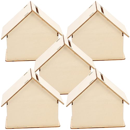 Kisangel 15 pcs Paintable Piggy Bank Unfinished Wooden Houses for Crafts Paint Birdhouse Change DIY Saving House for Money Crafting Banks Kisangel