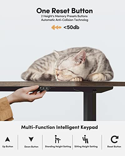 FEZIBO 63"x28" L Shaped Standing Desk, Electric Stand up Height Adjustable Home Office Table, Sit Stand Desk, Rustic Brown Top FEZIBO