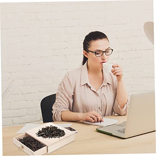 NOLITOY Box Tea Box Gift Box Tea Storage Tea Organizer Container Multi-functional Wood Tea Organizer Tea Holder Desk Topper Wood Storage Drawers Wood NOLITOY