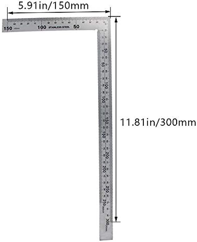 Utoolmart Right Angle Ruler, Framing Square Ruler, 150 x 300mm Stainless Steel, L Shape Ruler, Framing Ruler, Try Square Ruler Tools for Carpenter Utoolmart