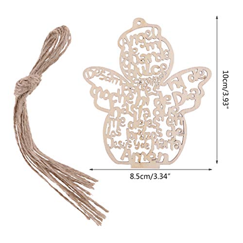 12 Pcs/Pack Wooden Hollow Out Angel for Doll Ornaments Pendants Embellishments for DIY Art Craft Projects Christmas Party Decoration with Rope Easter Youngy