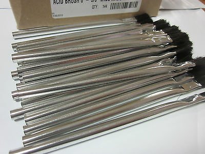 LOT of ~ 24~6" L 3/8" Wide Metal Handle Acid Brushes Brush Made in The USA Unknown