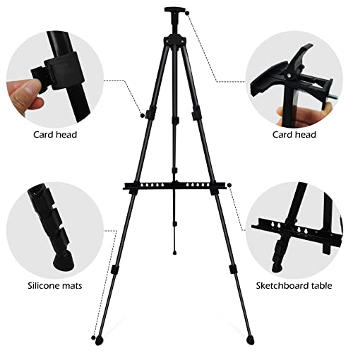 RRFTOK Artist Easel Stand,Metal Tripod Adjustable Easel for Painting Canvases Height from 17 to 66 Inch,Carry Bag for Table-Top/Floor Drawing and RRFTOK