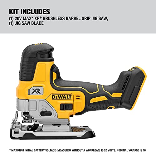 DEWALT 20V MAX Jig Saw, Cordless, Barrel Grip, 3,200 Blade Speed, Bare Tool Only (DCS335B) DEWALT