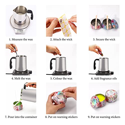 SAEUYVB Candle Making Kit, Full Set - Soy Wax, Candle Wick, Stirring Spoon, 4.4 oz Candle Jar & More - DIY Starter Scented Candles Making Kit SAEUYVB