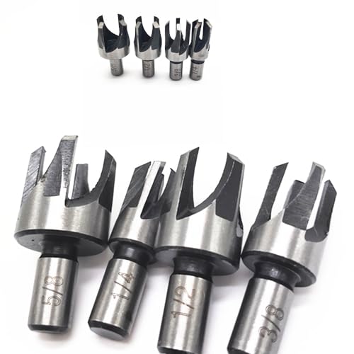8Pcs Wood Plug Cutter Drill Bit Set, High Carbon Steel Titanium Coated Woodworking Chamfer Drill Bits Straight and Tapered Taper 6mm/ 10mm/ 13mm/ Hozzwhoo