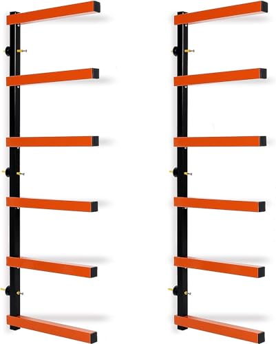 ECOTRIC 6 Levels Shelf Lumber Rack Lumber Storage Rack Lumber Organizer Wood Organizer Steel Wall Mounted Max 600 Lb (1 Pack) ECOTRIC