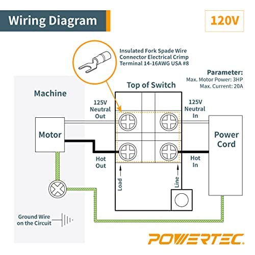 POWERTEC 71007V 110 V to 220V Paddle Switch for Power Tools Fits Table Saw, Router Table, Drill Press, Bench Saw, Band Saw POWERTEC