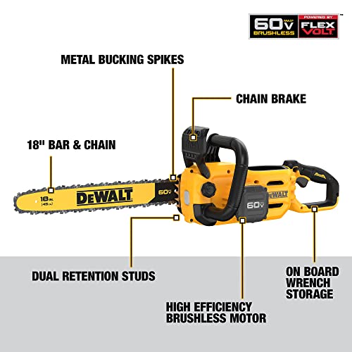 DEWALT 60V MAX Cordless Chainsaw, 18 in., Tool Only (DCCS672B) DEWALT