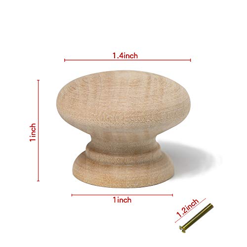 Metany 8PCS Kitchen Cabinet Knobs 35mm Dia Round Mushroom Shaped Wood Unfinished Drawer Dresser Cupboard Furniture Knobs Pulls Handles Hardware Metany