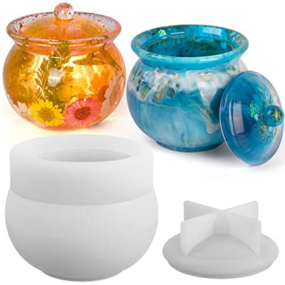 Actvty Jar Silicone Molds, Jar Resin Molds with Lid, Epoxy Molds for DIY Jewelry Storage Box,Candle Holder,Candy Container, Epoxy Resin Casting Craft