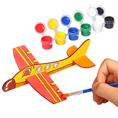 Toyvian 20pcs Unfinished Wooden Plane Model Toy Airplane Craft Wood Airplane for Painting, DIY Wood Airplane Toys for School Craft Projects or Family Toyvian