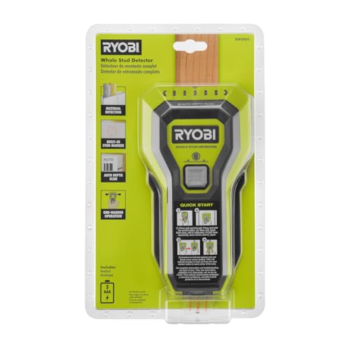 RYOBI Stud Finder with multiple LED's to indicate the full width of the stud. One-handed operation, ESF5002 Ryobi