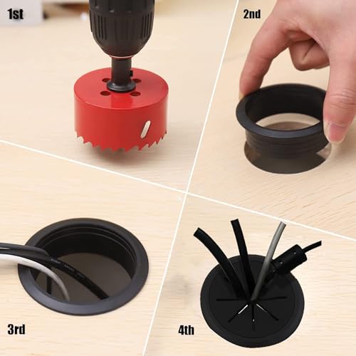 TuTuYa Desk Grommet, 6PCS Flexible 2 Inch (50mm) Desk Cable Grommet Desk Cable Hole Covers with Hole Saw, Ideal Solution for Office and Home Table TuTuYa