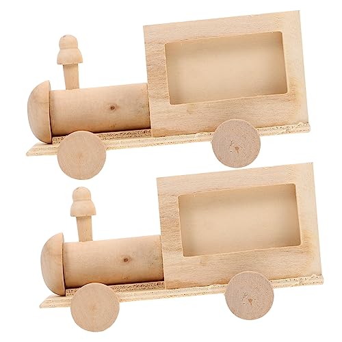 MAGICLULU 2pcs Diy Train Pen Holder Small Unfinished Wood Basket Cute Pen Pot Statues Diy Wood Ornaments Kids Painting Wood Kit Wood Decor Kids MAGICLULU