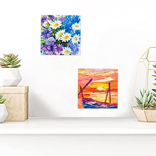 ADXCO 8 Pack Wood Panels 5 x 5 Inch Unfinished Wood Canvas Wooden Panel Boards for Painting, Pouring, Arts Use with Oils, Acrylics ADXCO