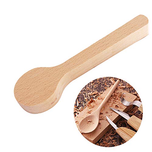 Wood Carving Spoon Blank Beech and Walnut Wood Unfinished Wooden Craft Whittling Kit for Whittler Starter (2pcs) Co-link