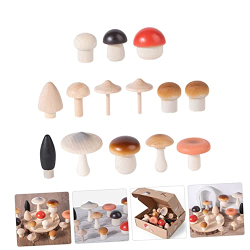 Kisangel 1 Set Simulation Mushroom Game Miniature Toys Micro Toys Miniture Decoration Mini Mushroom Model Natural Wooden Mushroom Unfinished Wood Kisangel
