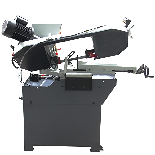 KAKA INDUSTRIAL BS-108G horizontal bandsaw, 10”x7.9" round metal stock at 90°. Swivel head miters up to 60°.Metal Cutting Band Saw Motor power 1.1kw KAKA INDUSTRIAL