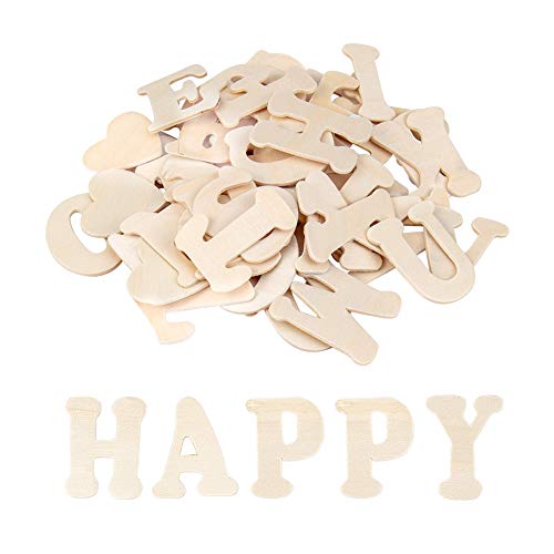 PandaHall 112pcs 1.5 Inch Wooden Letters A~Z Heart Set- Small Wooden Capital Letters with Storage Tray - Wooden Alphabet Craft Letters Smooth Natural PH PandaHall