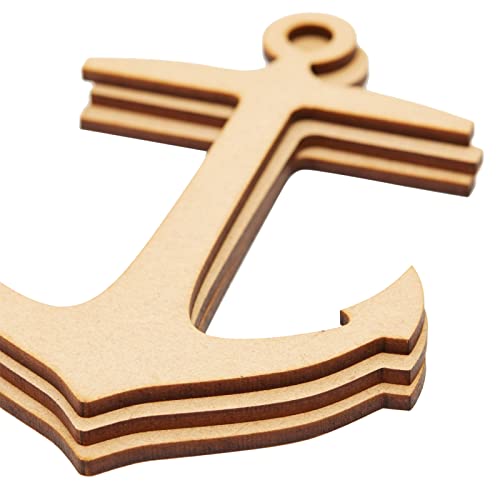 24 Pieces Unfinished Nautical Wood Cutouts for Crafts, Wooden Sailboat, Mermaid, Anchor, Ship Wheel for DIY Projects Genie Crafts