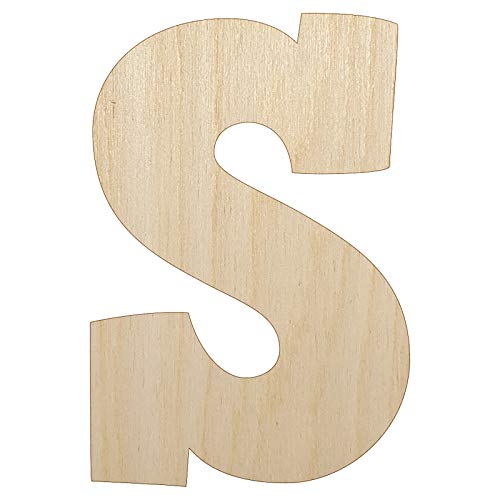 Letter S Uppercase Fun Bold Font Unfinished Wood Shape Piece Cutout for DIY Craft Projects - 1/4 Inch Thick - 6.25 Inch Size Sniggle Sloth