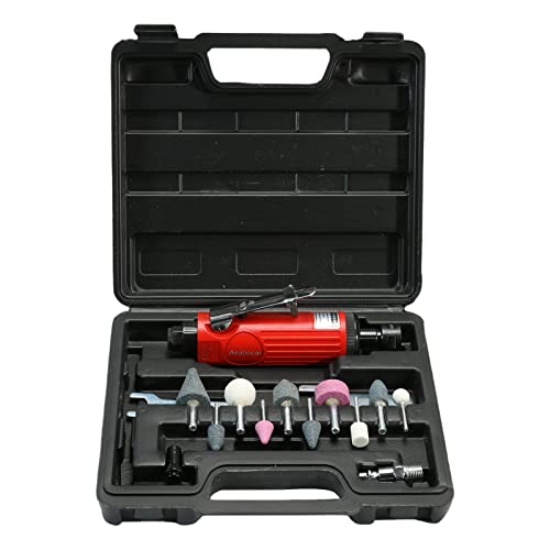 Asabocai 1/4inch Air Powered Die Grinder, Pneumatic Straight Die Grinder with 1/4"(6MM) and 1/8"(3MM) Collets,22000 RPM Rear Exhaust, Compact Asabocai