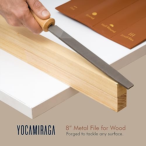 YOCAMIRAGA Metal File Set, 3Pcs of 8” Metal Files for Wood and Steel & 5Pcs Small Needle File Set for Precision Work, Files Tools with Synthetic YOCAMIRAGA