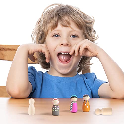 STOBOK Unfinished Wooden Peg Dolls: 50 Pack Peg People Crafts DIY Wood People Toys, Doll Bodies Wood Figures, Decorative Peg Doll People for Kids Art STOBOK