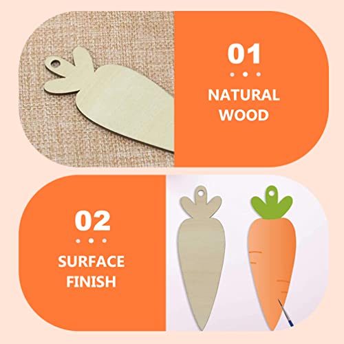 Abaodam 30Pcs Easter Unfinished Wooden Carrot Cutouts Blank Carrot DIY Wood Crafts Carrot Hanging Ornaments Wood Slices Easter Decor Abaodam