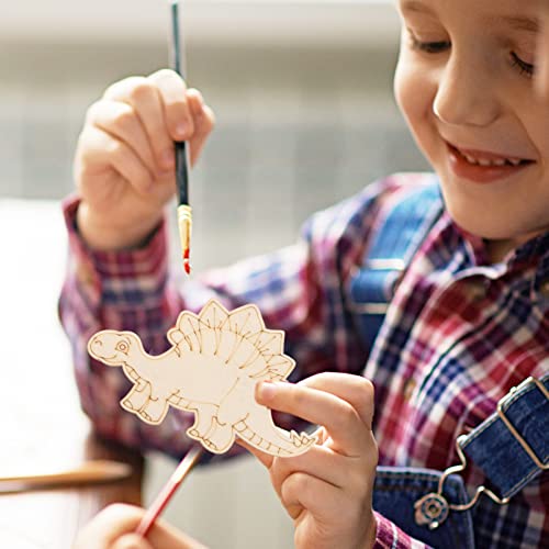 ABOOFAN 10 Pcs DIY Dinosaur Coloring Unfinished Dinosaur Toys Dinosaur Wood Slices Hollow Wood Animals Unfinished Wood Discs Dinosaur Craft Slices ABOOFAN
