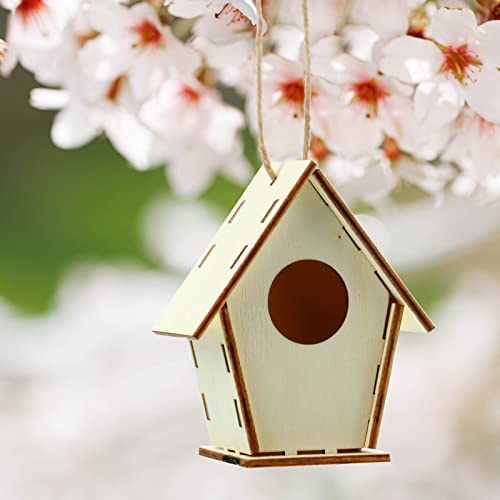 Wooden Birdhouse Craft Kits for Kids to Build, 4 Shapes Wooden Unfinished Bird House with Watercolor Pen and Butterfly Sticker for Boy Girl Children Outus