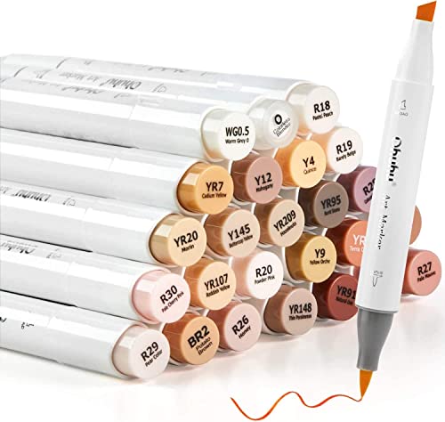 Ohuhu Skin-Tone Colors Alcohol Markers (24-Color) Ohuhu