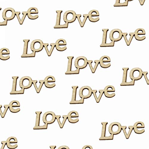 STOBOK 50pcs Wooden Love Letters Unfinished Wood Cutouts Wood Shapes Pieces Wood Discs Slices for DIY Craft Wedding Birthday Party Favors STOBOK