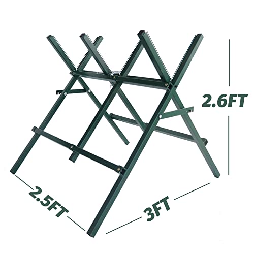 Kapler Log Sawhorse For ChainSaw, Foldable Steel Wood Saw Horse With Notched Sawtooth And Wood Log Fixed Spring, Supporting Weight 150 Lbs Kapler