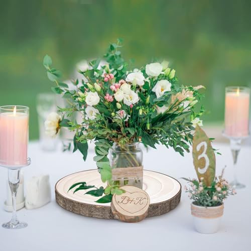 6 Pack Wood Slices 12-13.5 Inch Large Wood Rounds Tree Bark Wood Slices for Centerpieces,Arts,Crafts,DIY Projects,Parties,Holidays and Home Decor ZKHOB