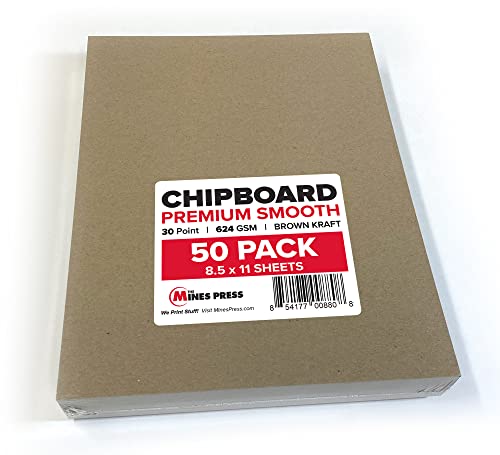 Chipboard Sheets 8.5 x 11 inch - 50 Sheets of 30 Point Brown Kraft Paper Board Compatible with Cricut Machine WoodArtSupply