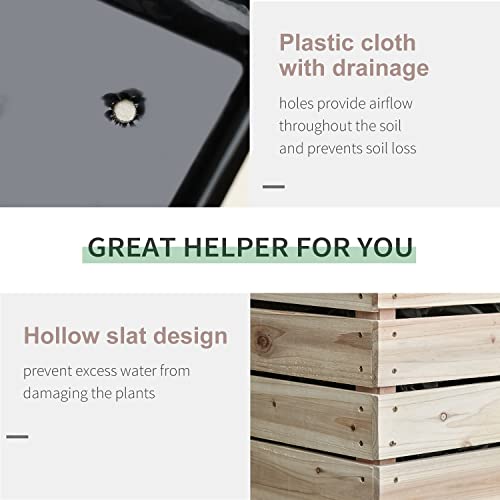 Outsunny 4PCS Raised Garden Bed, Wooden Elevated Planter Box Kit with Bed Liner, DIY Shape, for Flowers Vegetables Outsunny