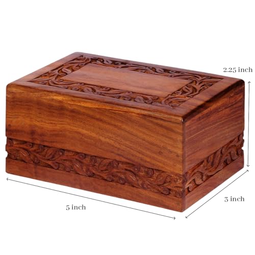 S.B.ARTS Wooden Keepsake Urn Box, Cremation Urns for Human Ashes, Handcarved Decorative Memorial Urn, Wood Casket Urn for Pets, Cat, Infant, Adult S.B.ARTS