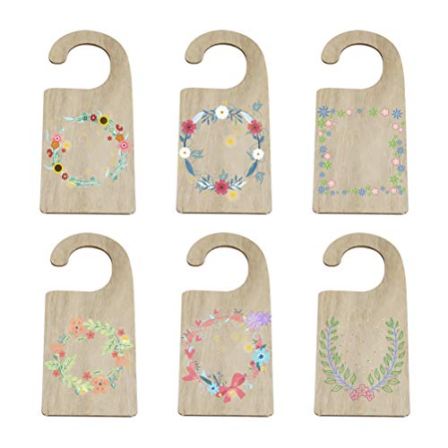 JANOU 6pcs Unfinished Wood Door Sign Blank Wooden Hanger Plaque DIY Craft Project Message Notes Memo Board Door Knob Sign JANOU