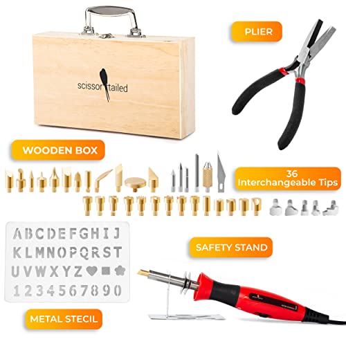 Premium Wood Burning Kit 43PCS, Dual Power Mode Wood Burner Pen Tool with 36Tips & Accessories All In A Wood Storage Case - Complete Gift For An Scissor-Tailed