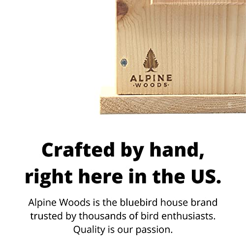 Alpine Woods Bird House - Bird Houses for Outside β Handmade Bluebird House β 9"x 6"x 6" Bluebird Houses - Wooden Bird House with Clean-Out Door and ALPINE WOODS