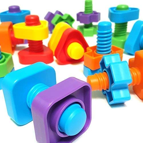 Jumbo Nuts and Bolts For Toddlers - Fine Motor Skills Rainbow Matching Game Montessori Toys For Toddlers & Toddler Games | 12 pc Occupational Therapy KIDS KORNER