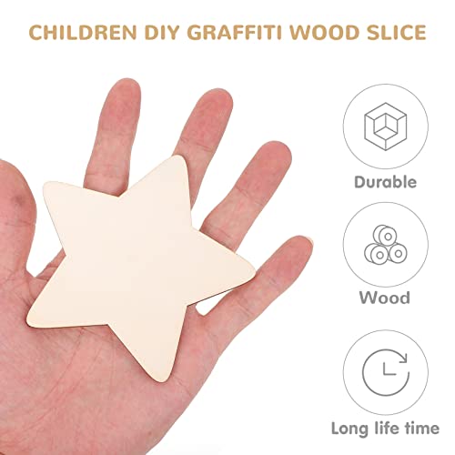 BESPORTBLE 50Pcs Unfinished DIY Wood Chips, Star Shaped DIY Graffiti Slices, Wooden Crafts to Paint BESPORTBLE