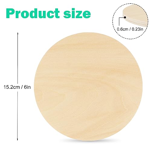 25 PCS 6 Inch Unfinished Wood Circles, Thickness 6 mm, Wooden Rounds for Crafts, Wood Discs for DIY Painting Decorations, Weddings and Parties, by GNIEMCKIN