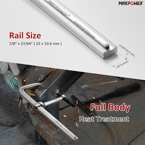 MAXPOWER Heavy Duty F Clamp 12-Inch x 4-3/4-Inch Throat (300 x 120mm Throat), Pack of 1 MAXPOWER